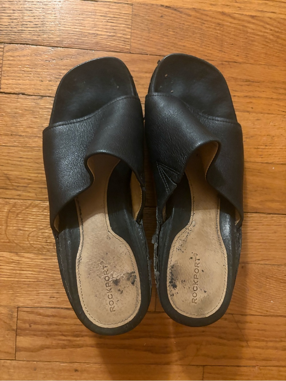 Rockport Women’s Black Leather Slide Sandals